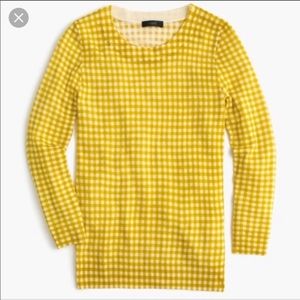 J. Crew Tippi Yellow Gingham Merino Wool Sweater